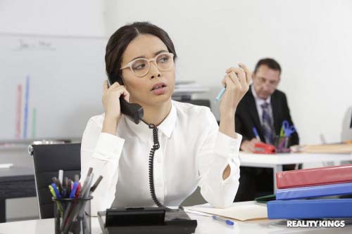 Ebony Aaliyah Hadid having fun in the office