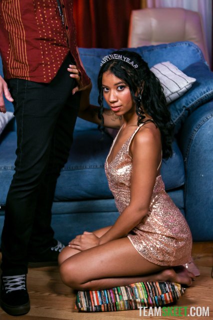 Ebony Ameena Green hopping white cock