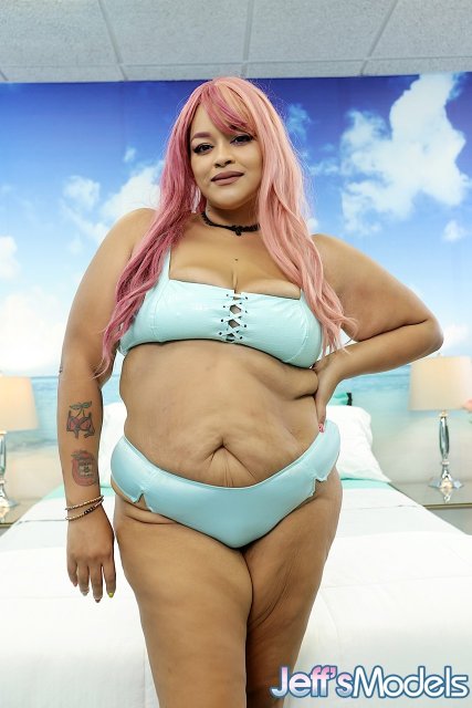 Black BBW Big Cherry posing nude