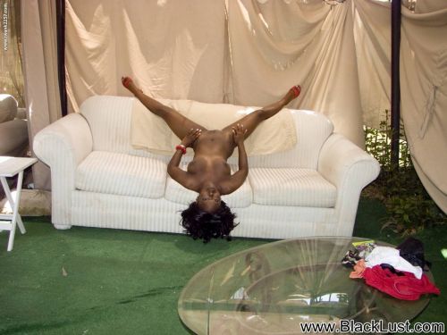 Ebony slut Coco Ray sucking white cock