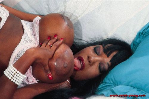 Black Dominique Simone taking massive cumshot