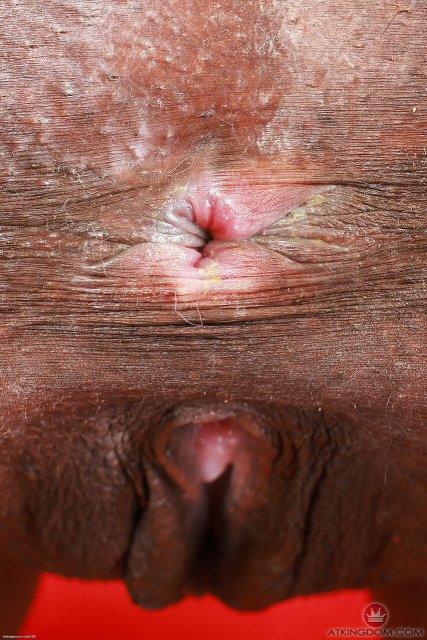 Ebony Fae Love vagina and anus close-up