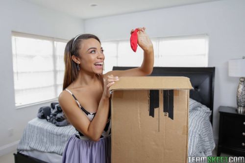 Ebony Jamie Marleigh riding white cock