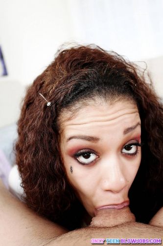 Ebony slut Lexi Moore sucking white cock