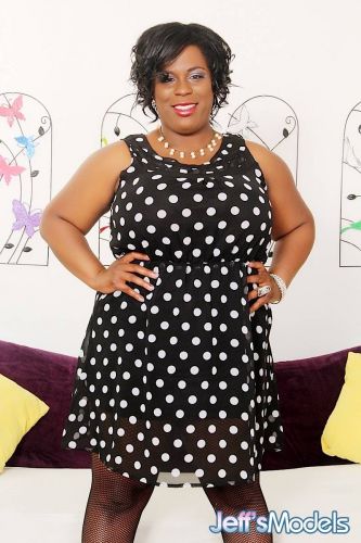 Black Marliese Morgan riding white cock