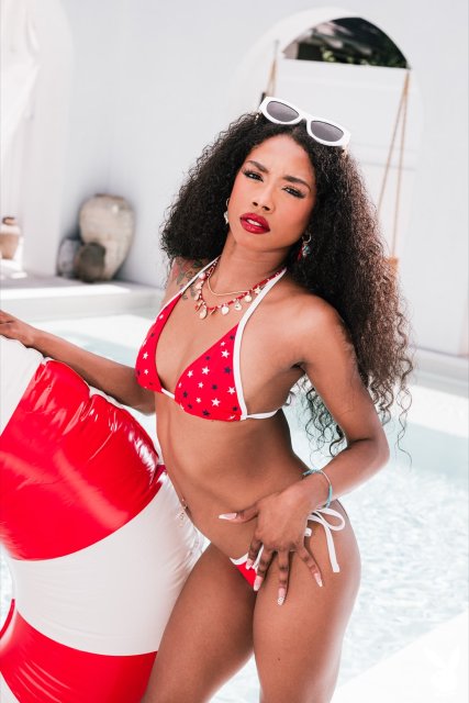 Black adorable Playboy model Mia Love posing nude