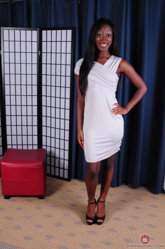 Horny ebony Monica Rae exposing her twat