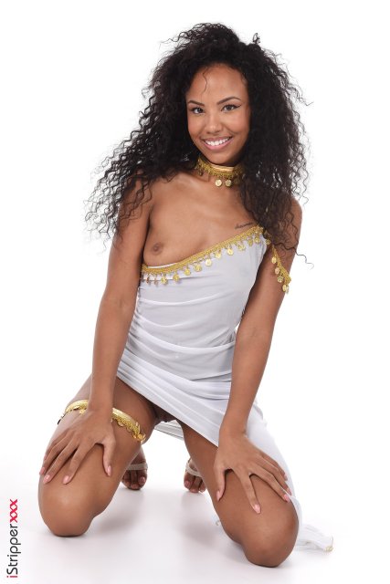 Black porn star Romy Indy playing dildo