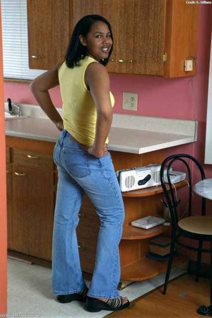 Black hairy Valeria spreading legs